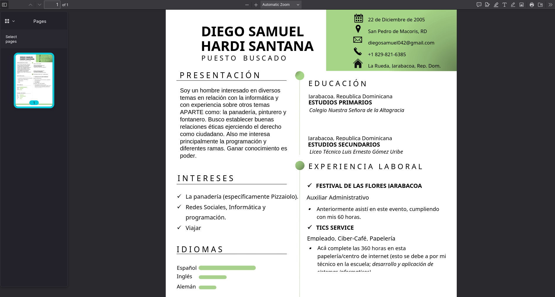 CV preview